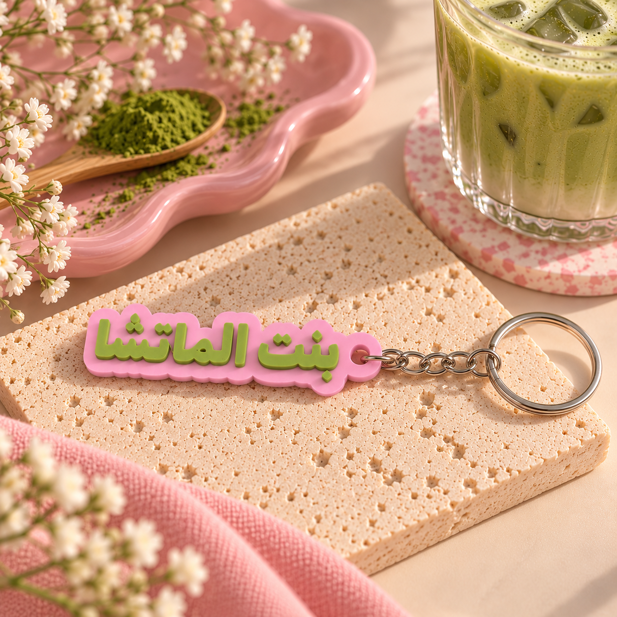 Matcha girl keychain 